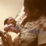 Shelley with baby Shaka, 4 hours old